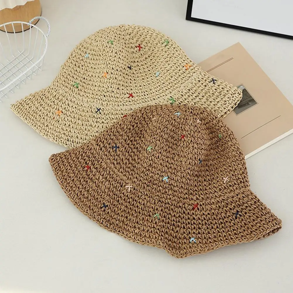 Portable Foldable Fisherman Hat, Straw UV Protection Cap with Adjustable Shape, Wide Brim Summer Sun Protection Hat