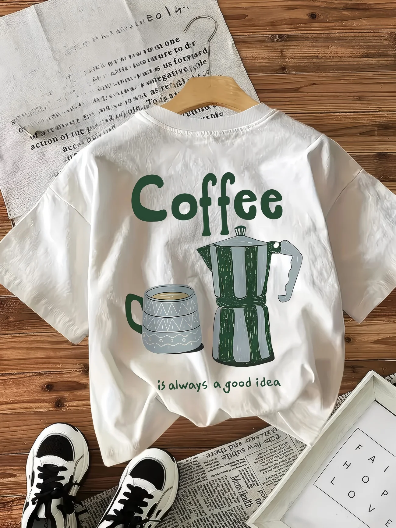 Coffee Is Always A Good Idea T-Shirt Moka Pot Graphic Tee Summer Short Sleeve Coffee Lover Gift Aesthetic Harajuku Fashion Tops