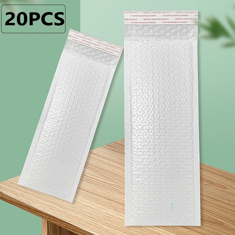 20pcs Black white Long Envelope Bubble Bag Narrow Compressive Resistant Bubble Film Express Self-adhesive Package Air Post Bags