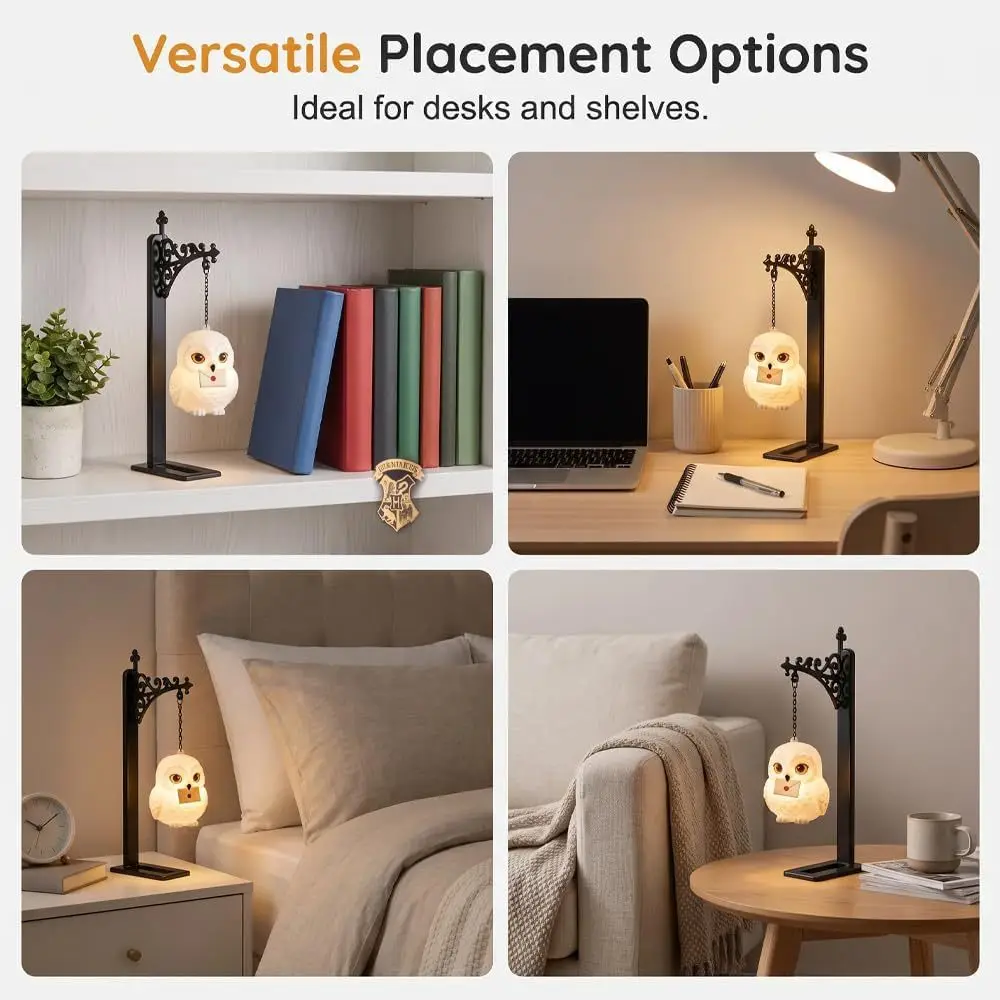 Metall-Bücherregal-Statuenlampe mit LED-Lichtern, Eulen- und Hirschfigur, Hängende Retro-Deko für Zuhause, Arbeitszimmer, Büro, Bücherregal, Geschenkzubehör – Detail 5