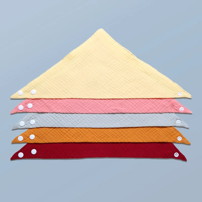 3 pcs Soft Cotton Triangle Scarf Solid Color Snap Button Bib Baby Feeding Drool Saliva Towel Bandana Burp Cloth Baby Stuff