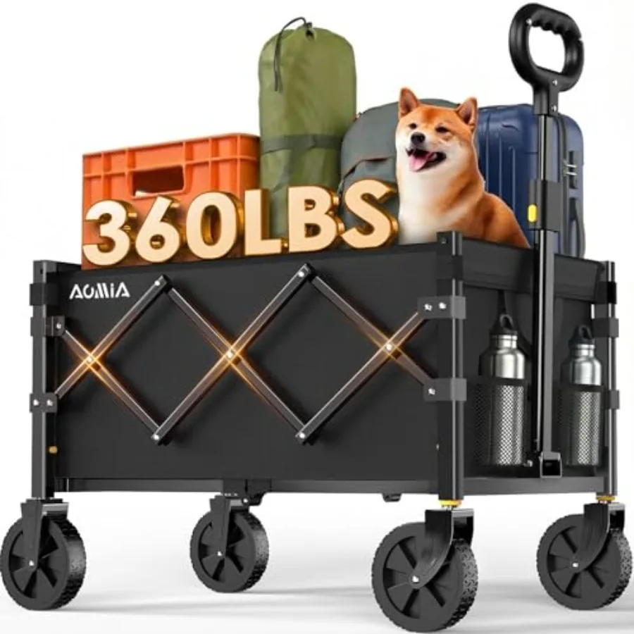 

Складная тележка-вагончик на колесах, усиленная, грузоподъемность 360 фунтов, портативная, для любой местности, универсальная