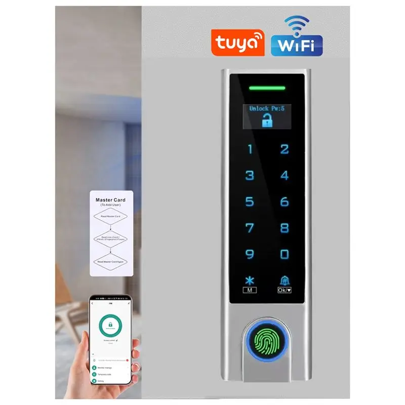 B27B Smart Wifi Door Lock With Fingerprint Access RFID Card Keypad Facial Recognition Biometrics Fingerprint For Home Security A