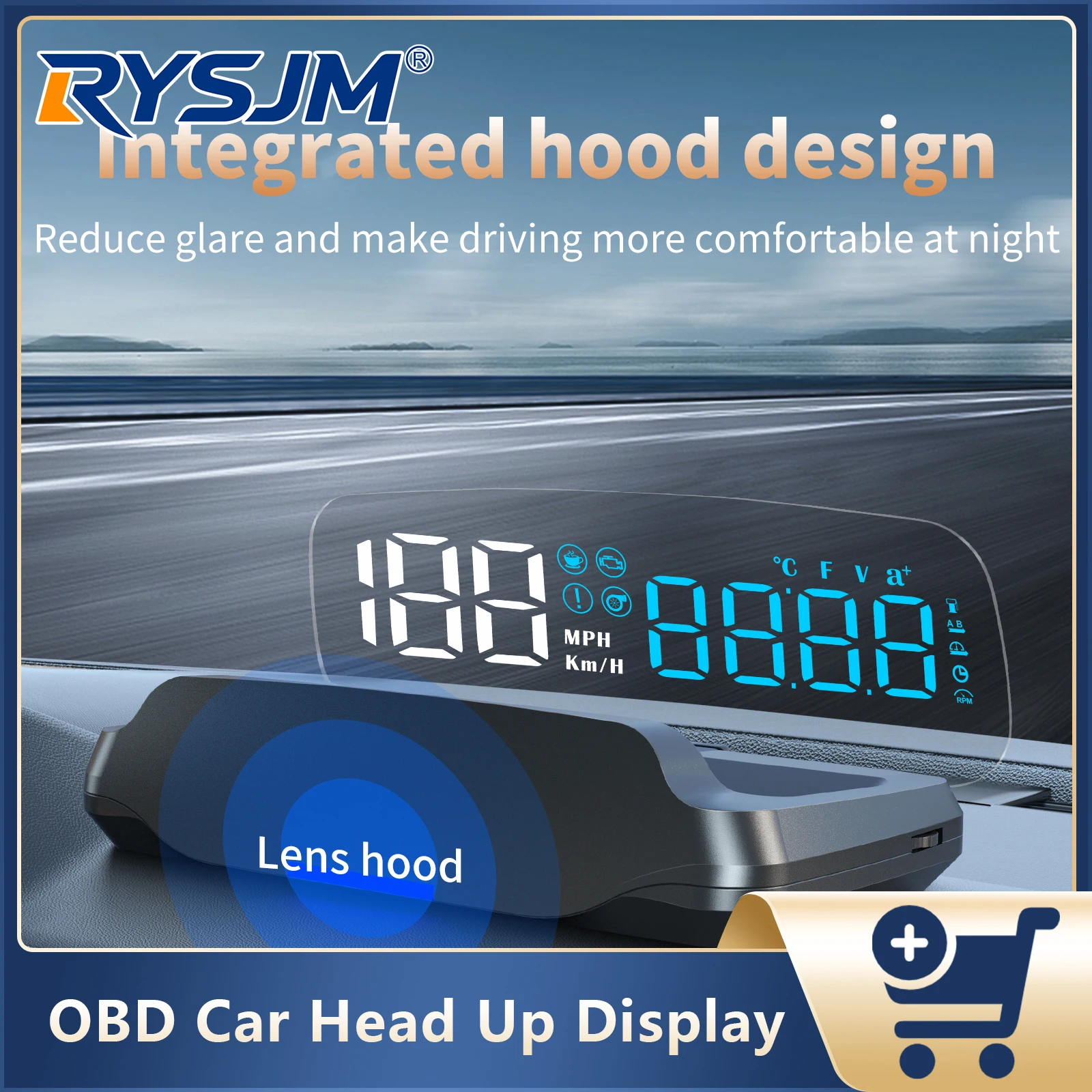 Car Digital OBD2 Head Up Display OBD Speed Meter Smart LCD Windshield Projector RPM Water Temp Auto Electronics Accessories