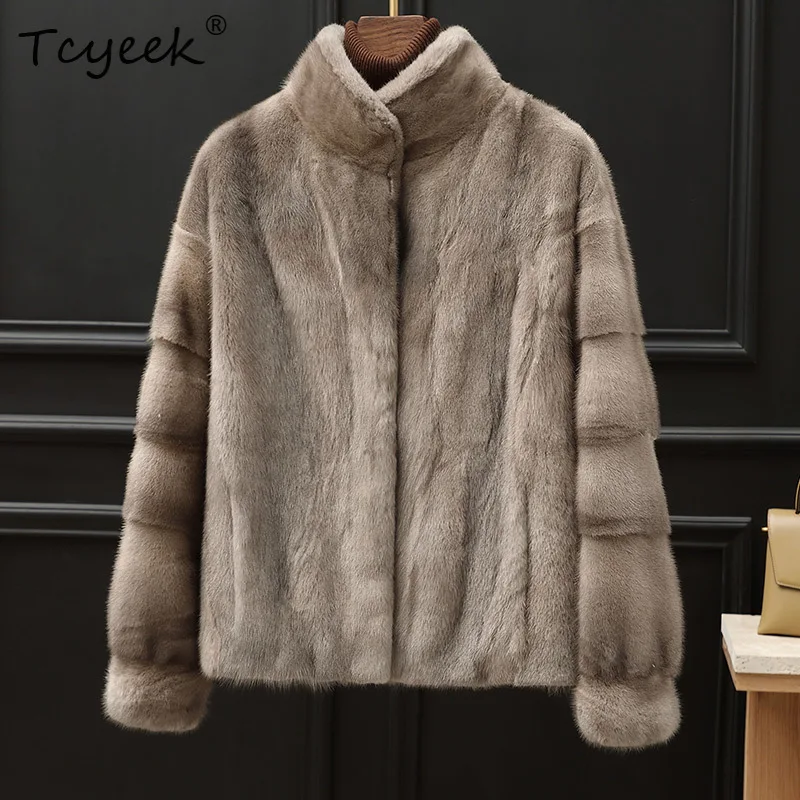معطف فرو المنك الطبيعي الفاخر من Tcyeek للنساء 2025 ملابس شتوية دافئة من المينك بالكامل معاطف من الفرو الحقيقي للسيدات مقاومة للبرد فورور فام #1