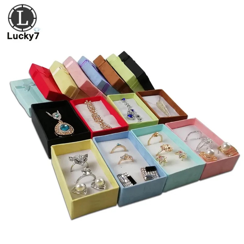 12pcs Paper Jewelry Box 5x8x2.5cm Jewelry Sets Display Box for Necklace Earrings Ring Packaging Shadow Box Jewelry Organizer