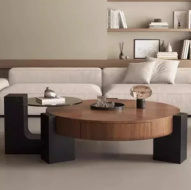 for Leading Wholesale Solid Wood Steel Round Side Table 3-Tier Circle Center Coffee Table