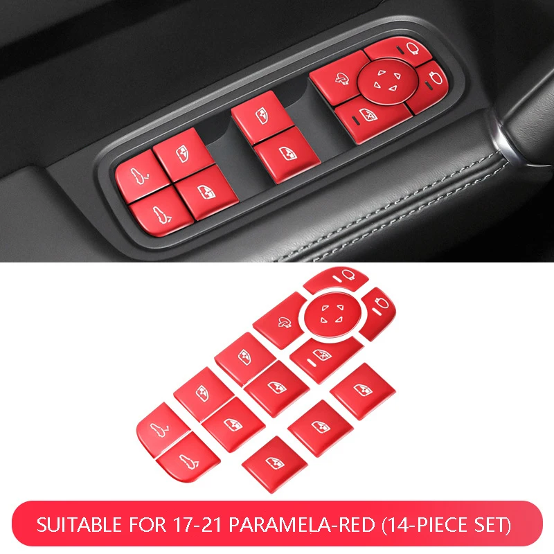 Car Aluminum Alloy Window Lifter Buttons Sequins Decoration Trim Chrome Interior Cover for Porsche-Panamera Cayenne