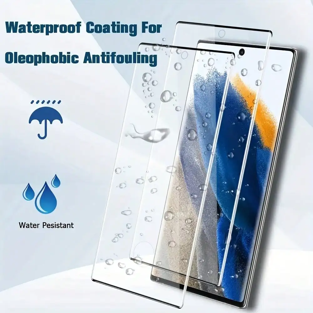 4 قطع واقي شاشة منحني من الزجاج المقسى عالي الدقة متوافق مع هاتف Samsung Galaxy S25 Ultra S24 S23 S22 Ultra S21+ S20