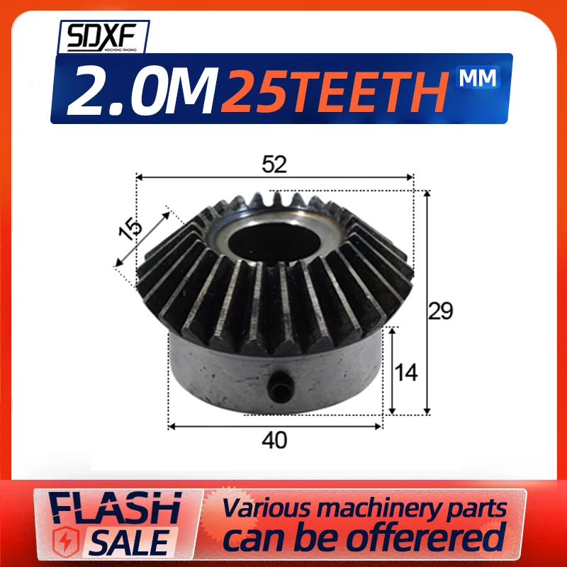 One 2Module 25Tooth Standard Inner Bore Bore Sizes 10/12/14/15/16/17/18/19/20/22/24/25mm Gear Tooth Spiral Bevel Gear