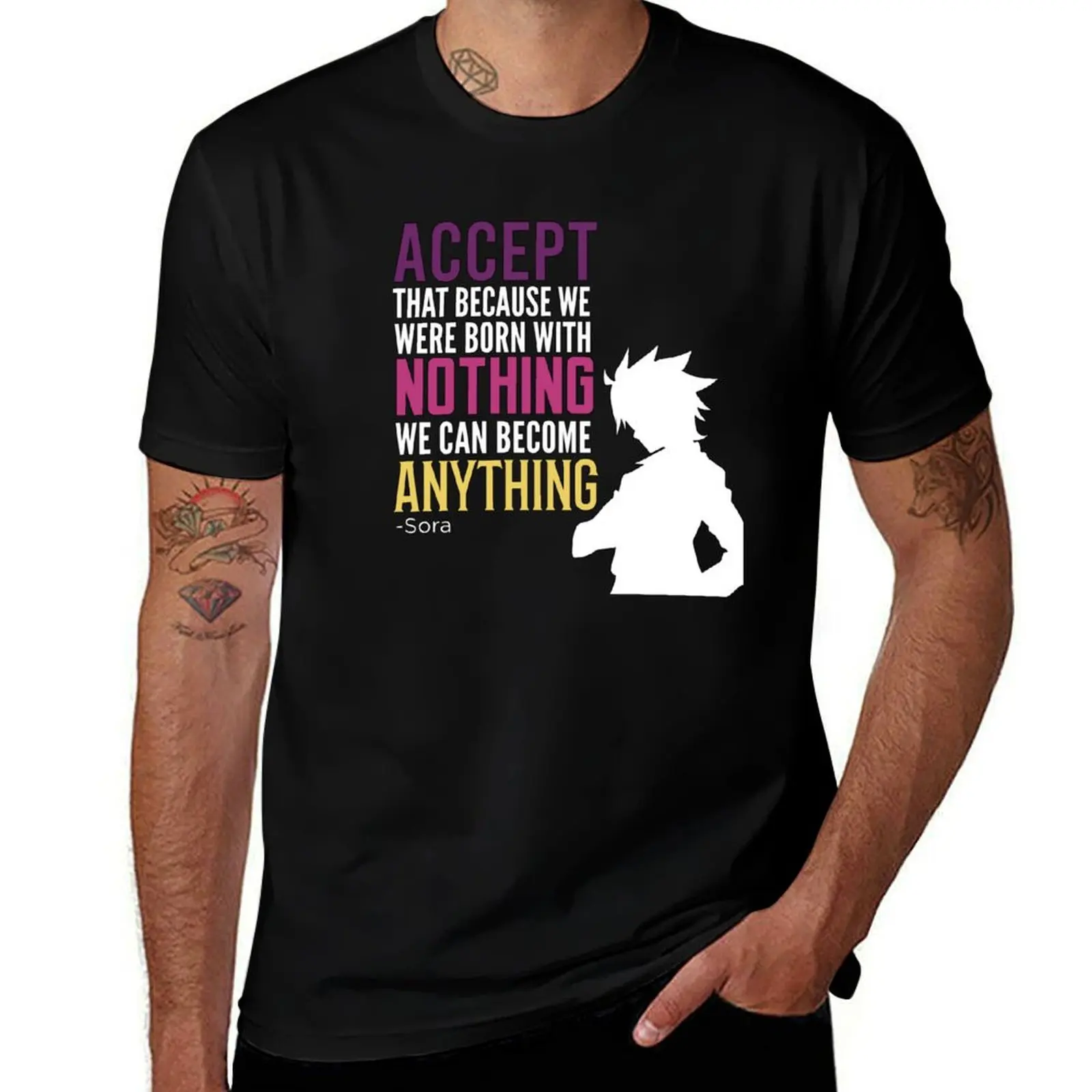 

Футболка с цитатой из аниме «Но гейм, но лайф», футболка с изображением Соры, дизайнерские футболки для мужчин, забавные футболки с принтами, футболка с графическим рисунком