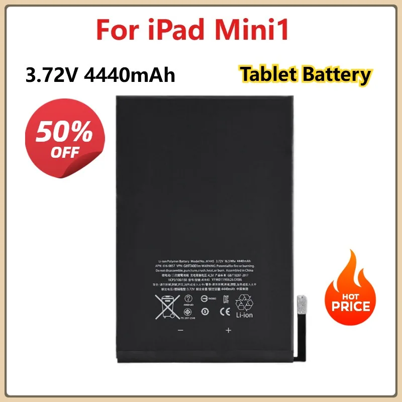 

For iPad Mini1 Mini2 Mini3 Mini4 Mini5 Replacement Lithium Polymer Tablet Batteries 3.72V 3.82V 4400mAh~6500mAh