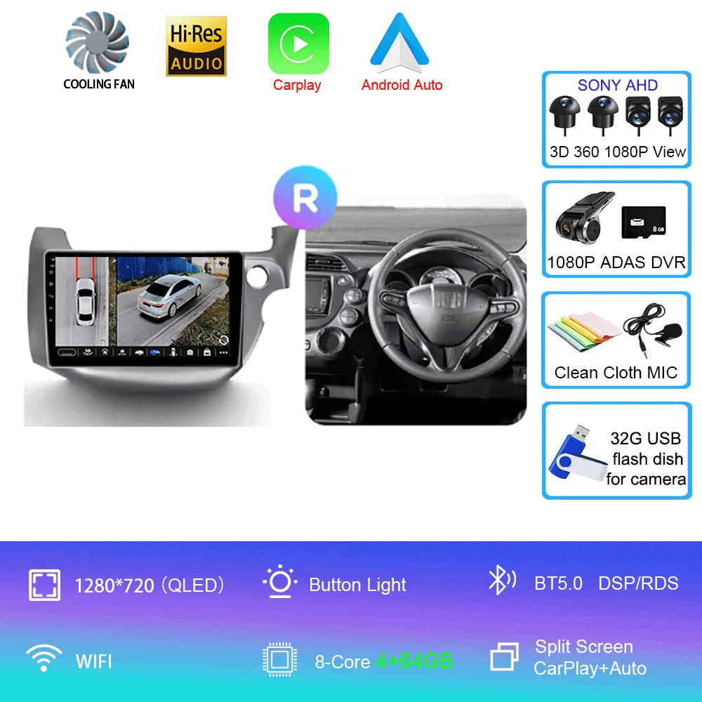For Honda Jazz 2 GG 2008 - 2014 Fit 2 GE GP GE 2007 - 2014 GPS Car Radio Navigation Multimedia Video Player Stereo BT Android 16 image 3