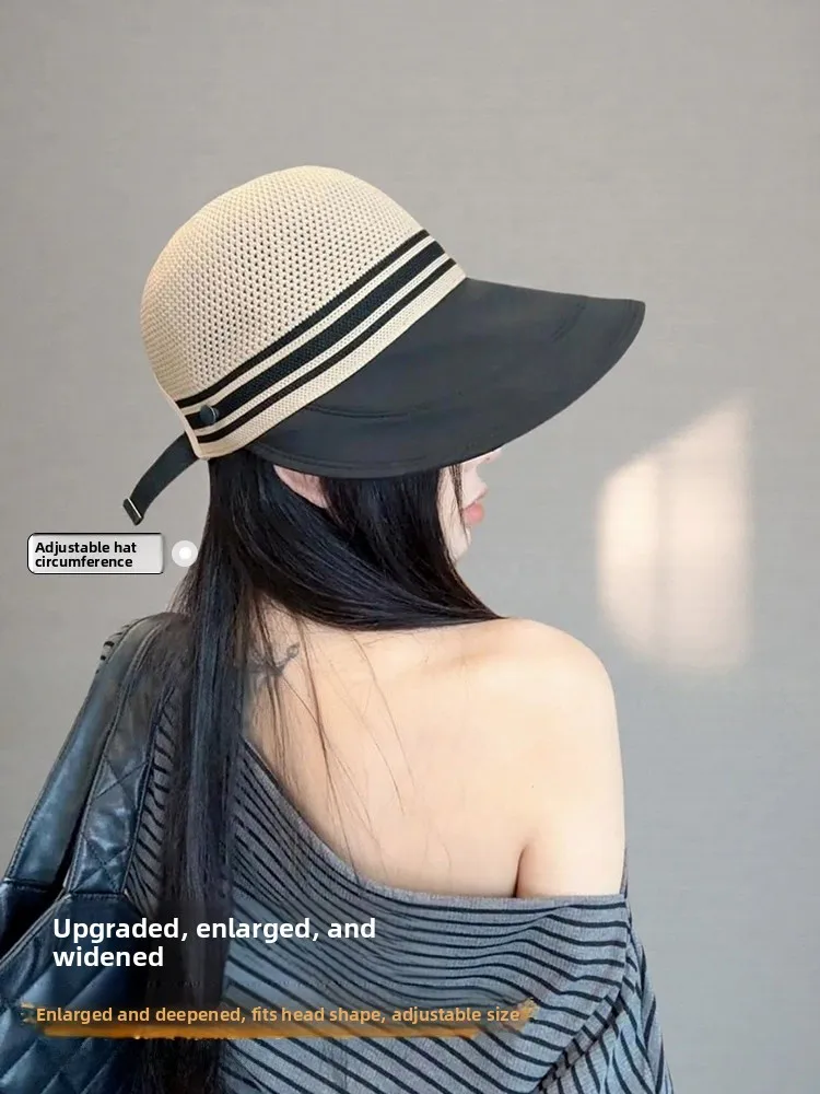 Women's Summer Wide Brim Fishing Hat Breathable Sunshade UV Protection Hollow out Bicycle Riding Cap Adjustable round Top Hat