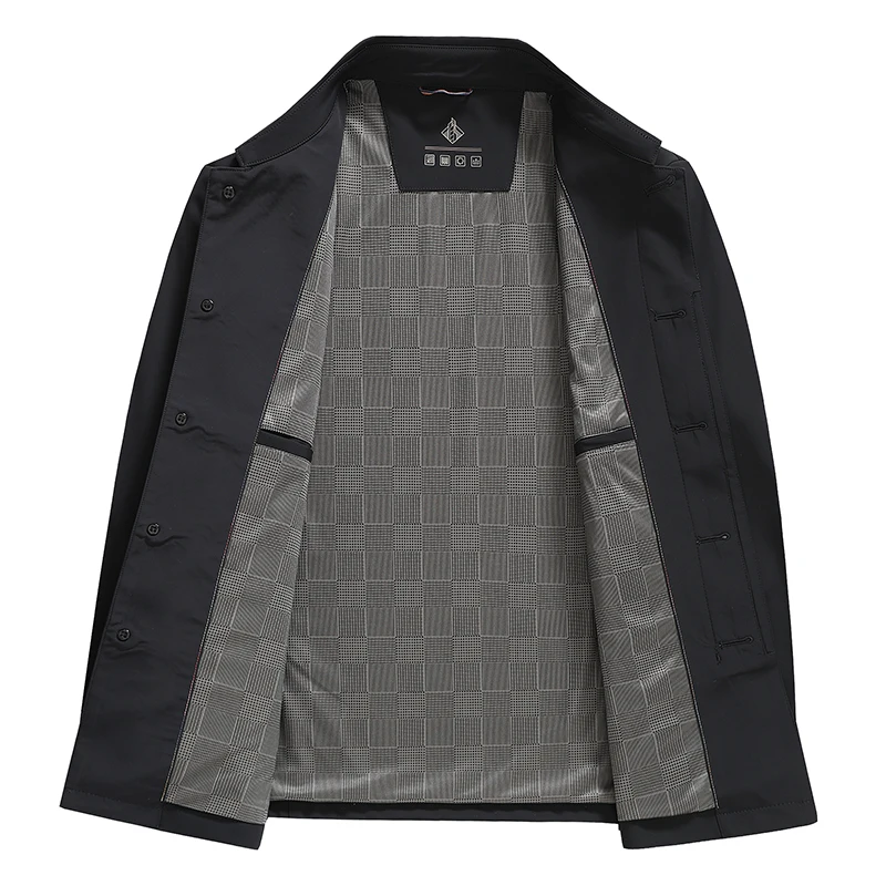 Simple Style Men Black Excutive Jacket Turn Down Collar Single Breasted Design Basic Coat Daily Menswear Four Season Outfits