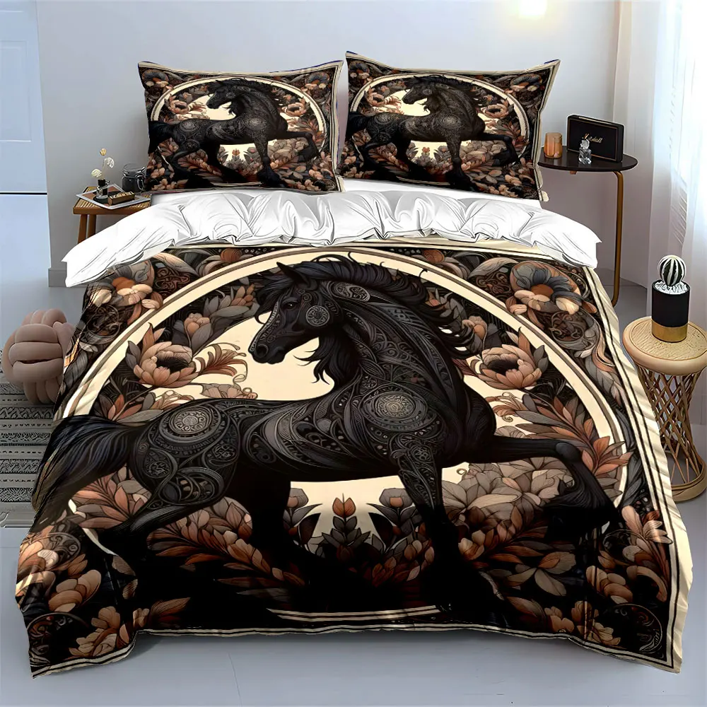 Decorative Horse Art Set – Home Decor Multiple sizes kid's and adults' bedroom Exquisite 3PC bedding set, gift
