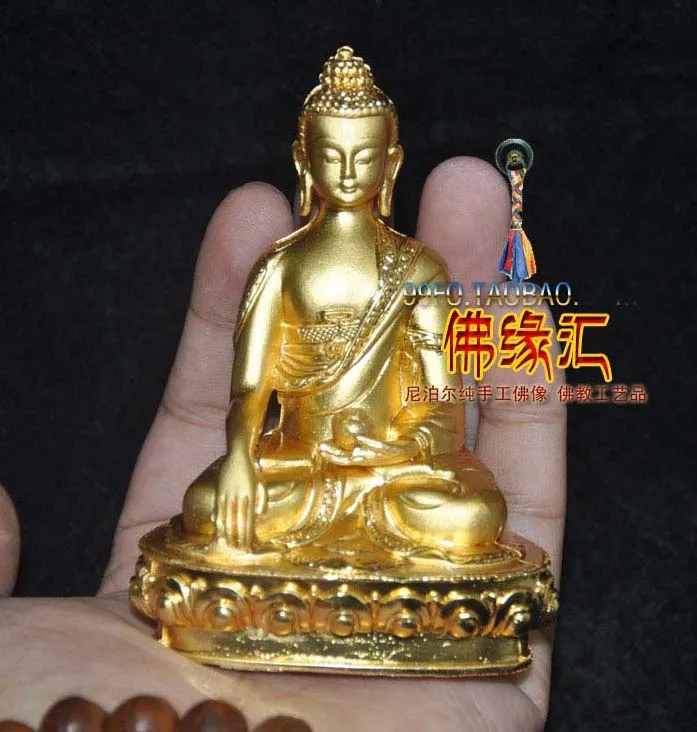 9.5 CM personal Buddha figure # HOME efficacious Protection Tibet Tibetan Buddhism gilding brass bless safe  Buddha statue