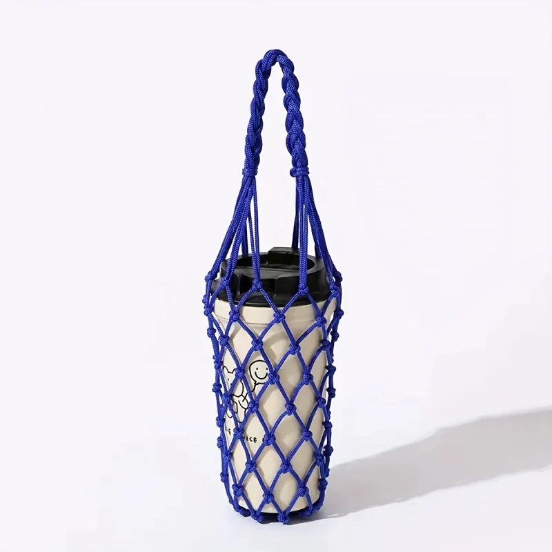 Portable Crochet Cup Holder Coffee Cup Bag Hollow Out Bottle Bag Mugs Bag Foldable Woven Net Water Bottle Bag Cup Cover
