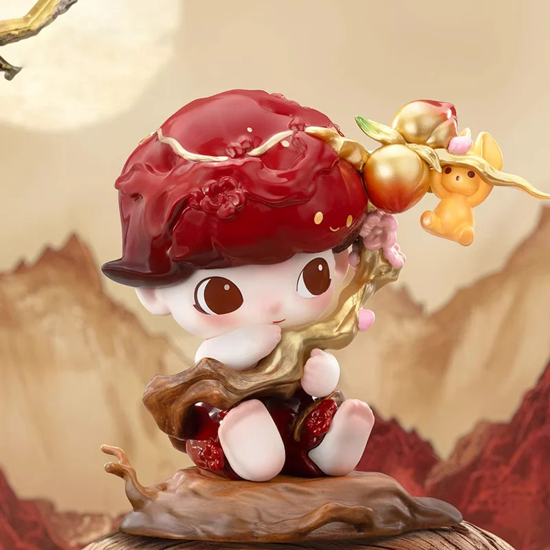 New Dimoo Golden Peaches On Branches Series Action Figure Fashion Toy Cute Dimoo Collection Model Cartoon Room Decor Gifts