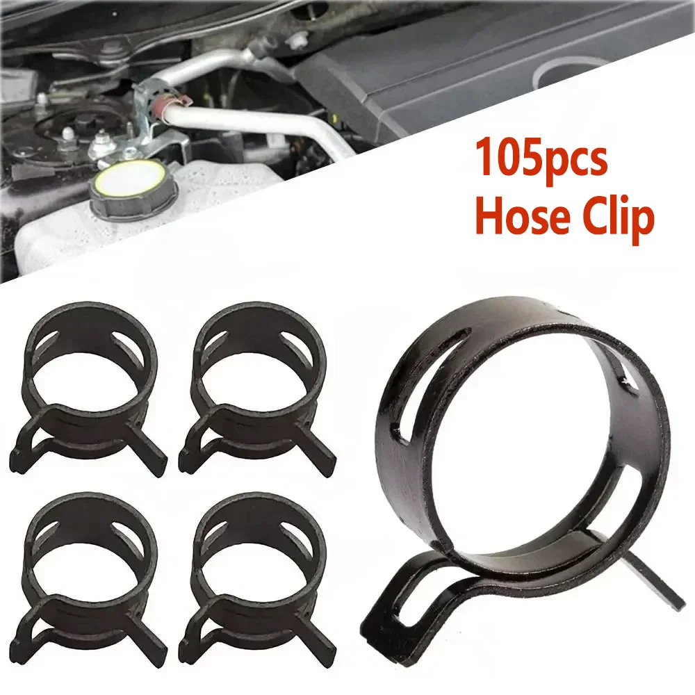 

105Pcs Fuel Oil Water Hose Clip Spring clamp car water pipe clamp oil pipe clamp elastic pipe clamp Assortment Kit