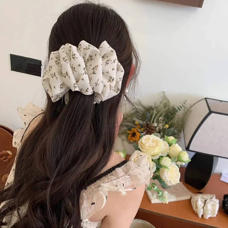 

2025 New Crinkle Floral Banana Clip Bubble Polka Dot Hair Claw with Vintage Butterfly Volumizing Hair Accessories for Women