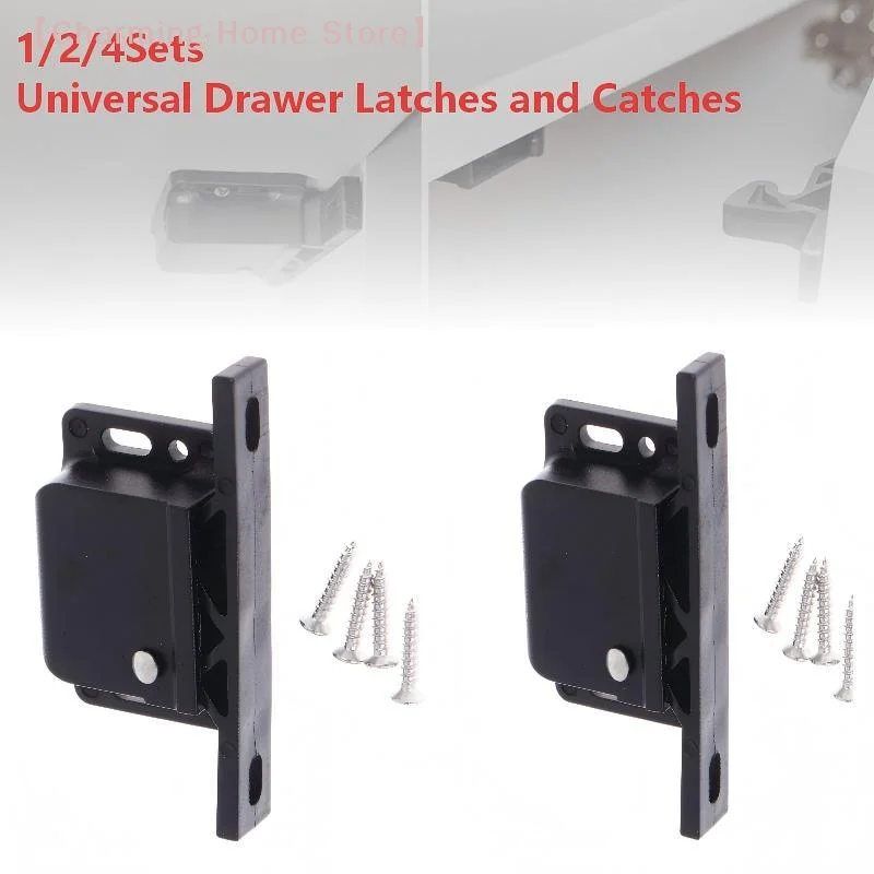 【M】1/2/4Set Automatic Push Open Spring Hook Lock Buckle Kit Door Catch For Cabinet RV Caravan Drawer Storage Boat Hardware Tool
