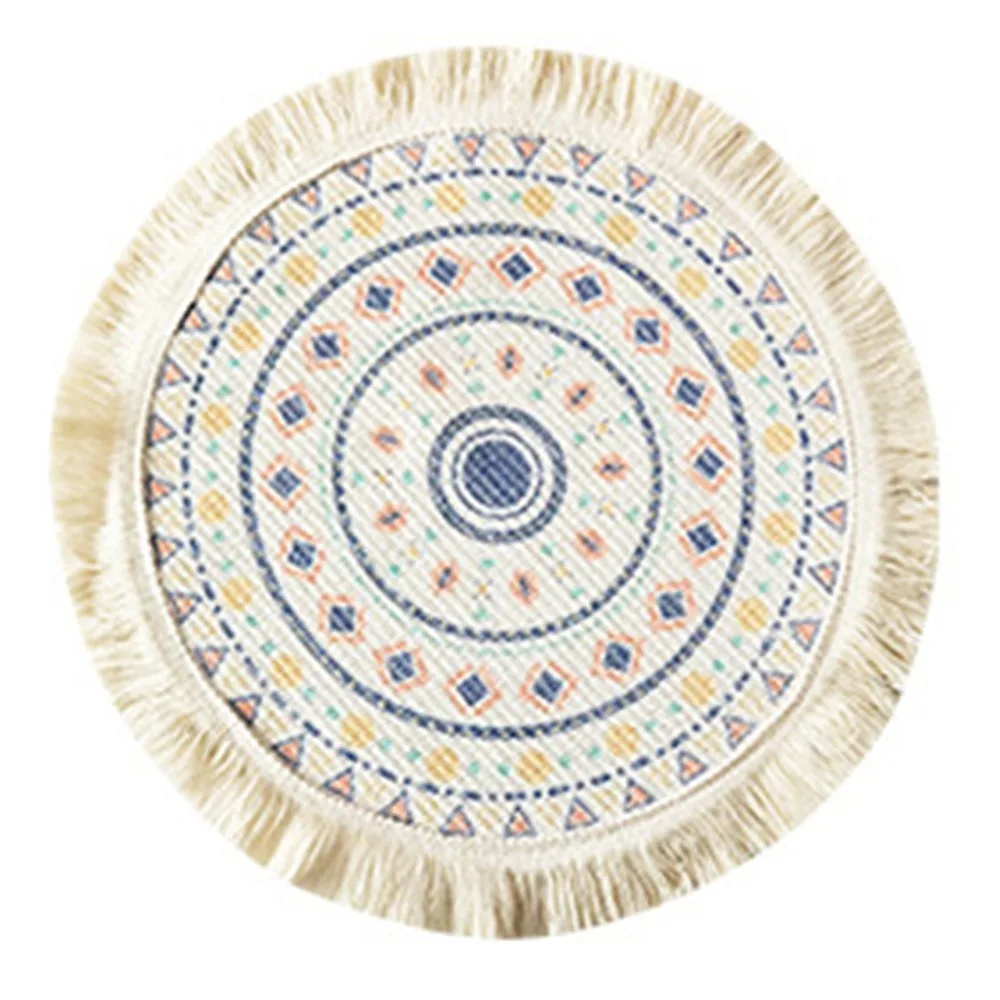 Printed Pattern Table Cloth Hanging Tassel Wrinkle Resistant Cloth Decorative Table Cover Soft Practical Dining Table Runner