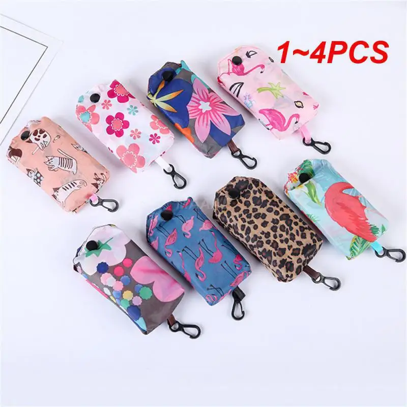 1~4PCS Carrying Bag Rich And Colorful Easy To Carry Foldable Feature Polyester Innovative Foldable Floral Pattern Shopping Bag