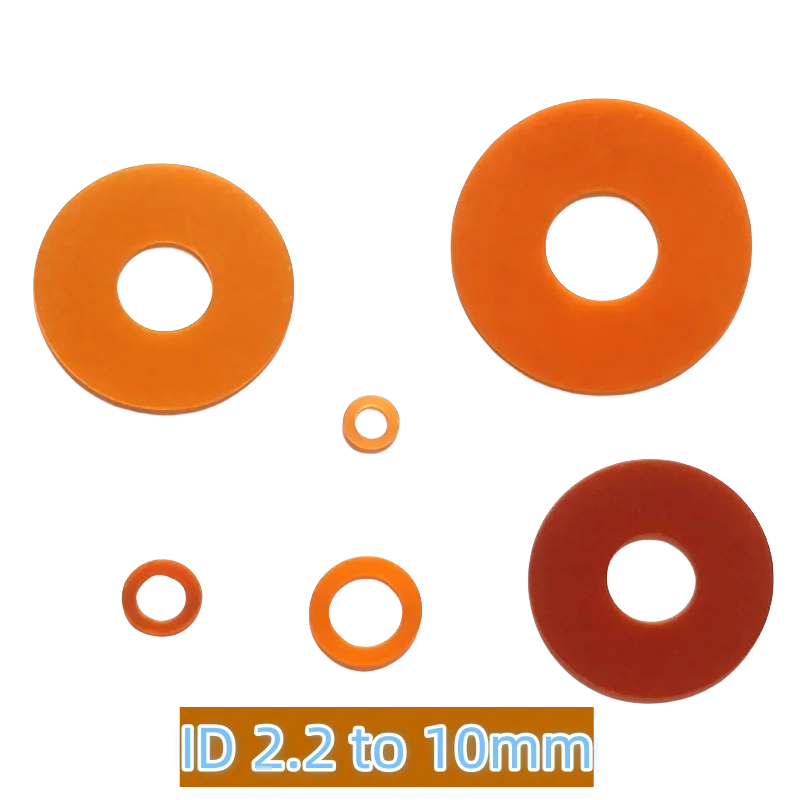 100pcs PF Washers Phenolic Resin Spacers Phenol Formaldehyde Plastic Shim Gaskets Heat Chemical Resistance ID 2.2 - 10m Brown