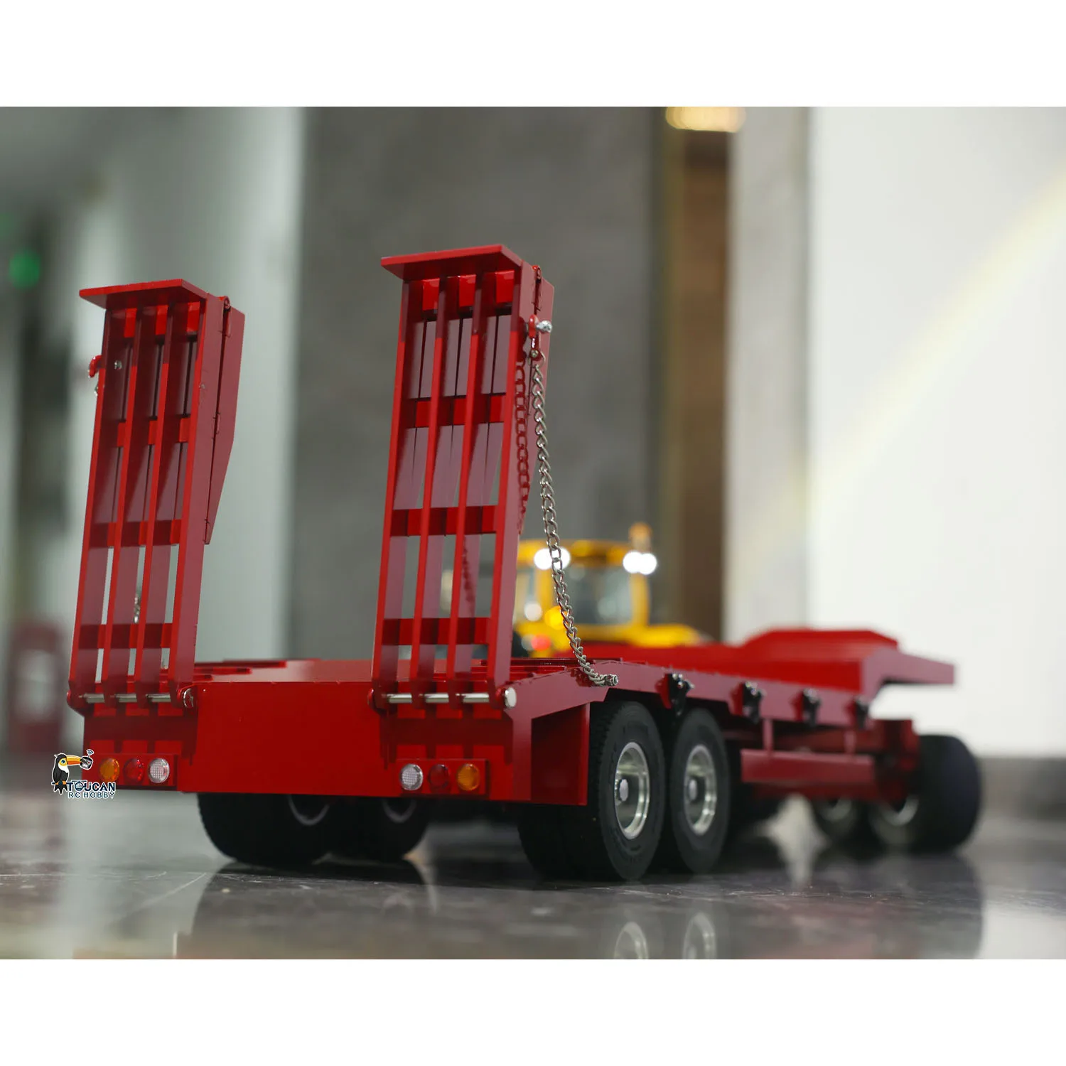 

1/14 Scale RC Metal 4 Axles Full Trailer Tail-board for Remote Control Tractor Truck Car Trailer Painted Model Battery RC Toys