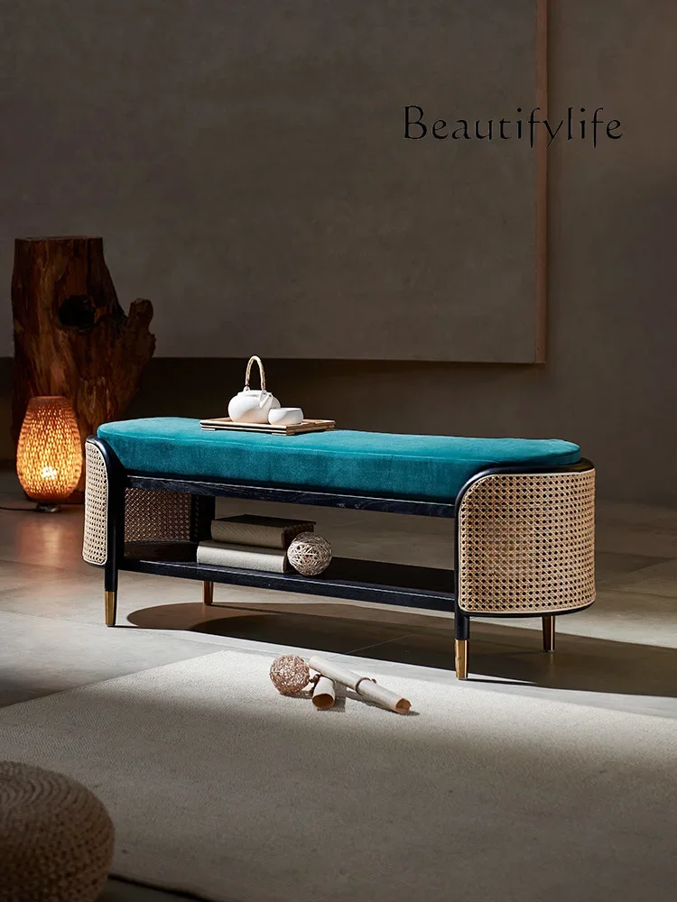 

Nordic Style Bed End Stool Household Rattan Shoe Changing Stool home decoration accessories