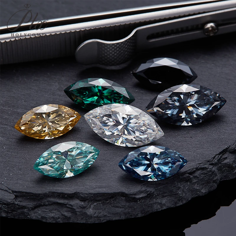 Wholesale 0.3-10ct Moissanite Stone D Color/Black/Aqua Blue Marquise Cut Loose Gem for DIY Jewelry Making Custom Designs