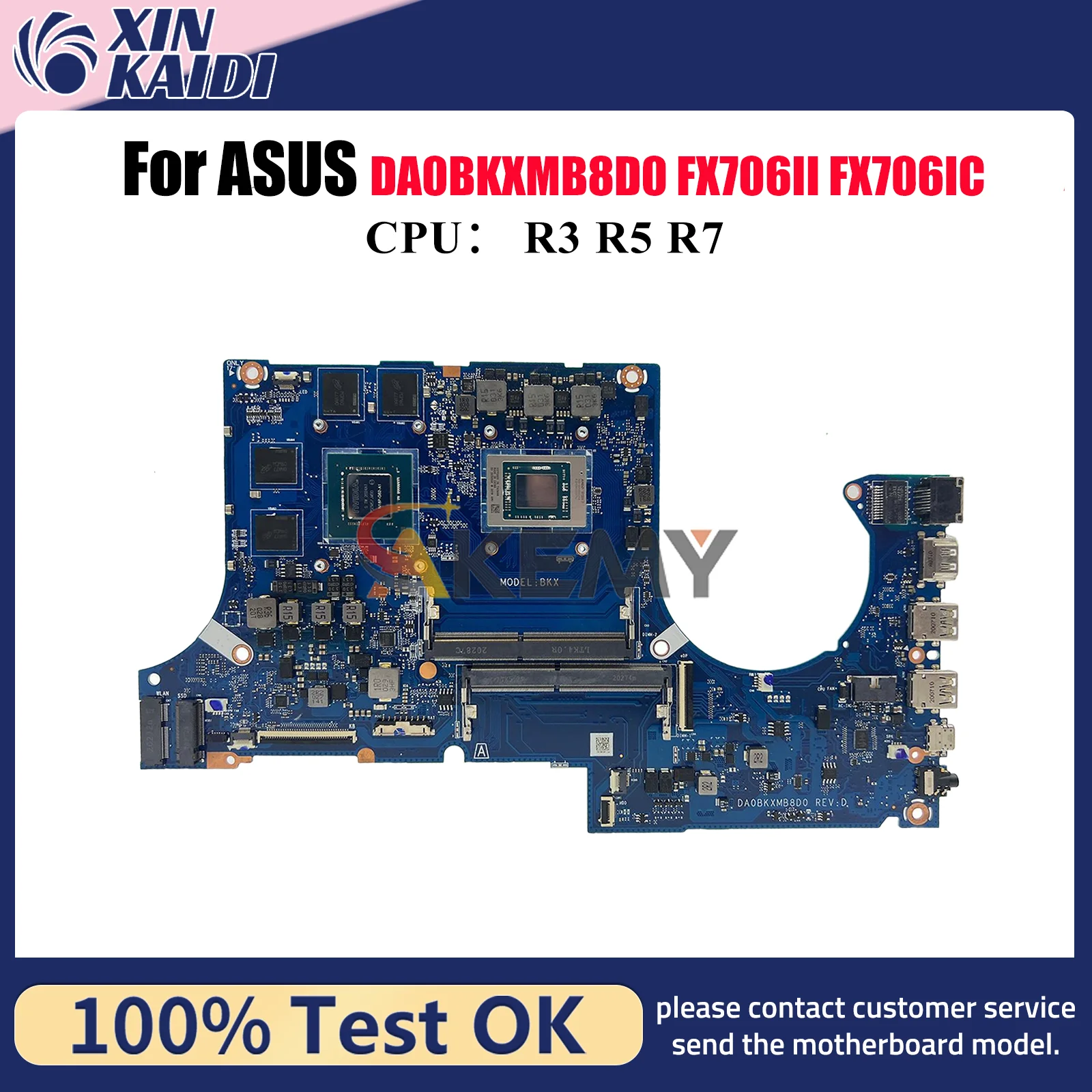 

DA0BKXMB8D0 Laptop Motherboard For ASUS TUF Gaming FX706iH FX706IC FA506I FX706II Notebook Mainboard With R3 R5 R7 CPU tests OK