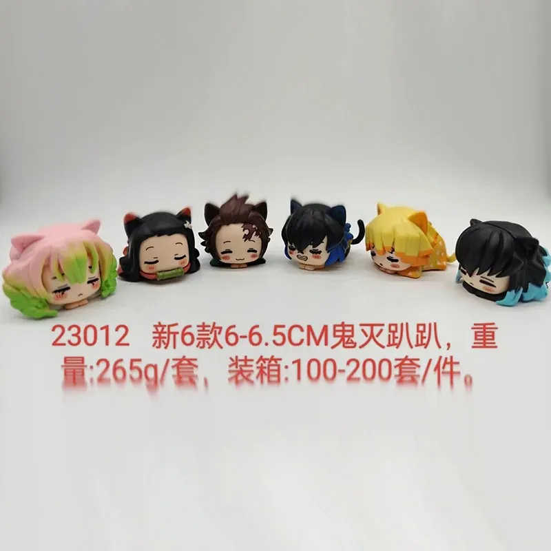 6 قطعة/1 مجموعة أنيمي شيطان القاتل كامادو Nezuko Tanjirou Agatsuma Zenitsu PVC Q نسخة القيلولة القط Inosuke Prone تشكل لعبة مجسمة