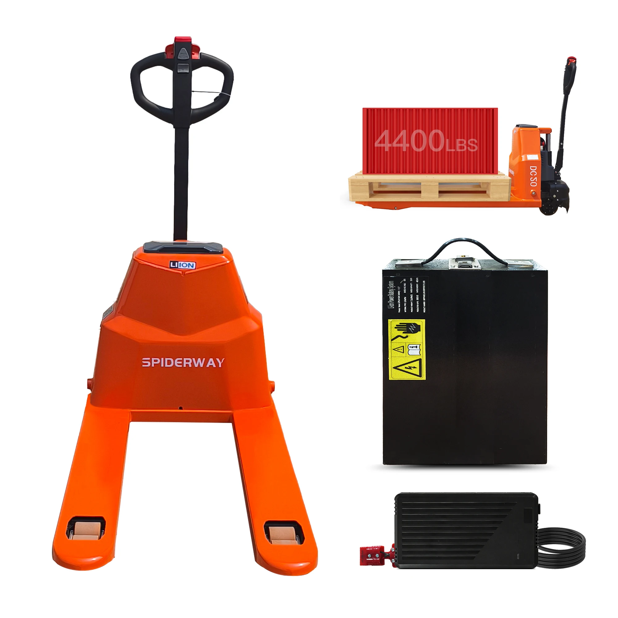 

Full Electric Pallet Jack Truck, 4400lb Capacity, 48V 20Ah Lithium Battery Powered Pallet Truck 48 x 27 Forks