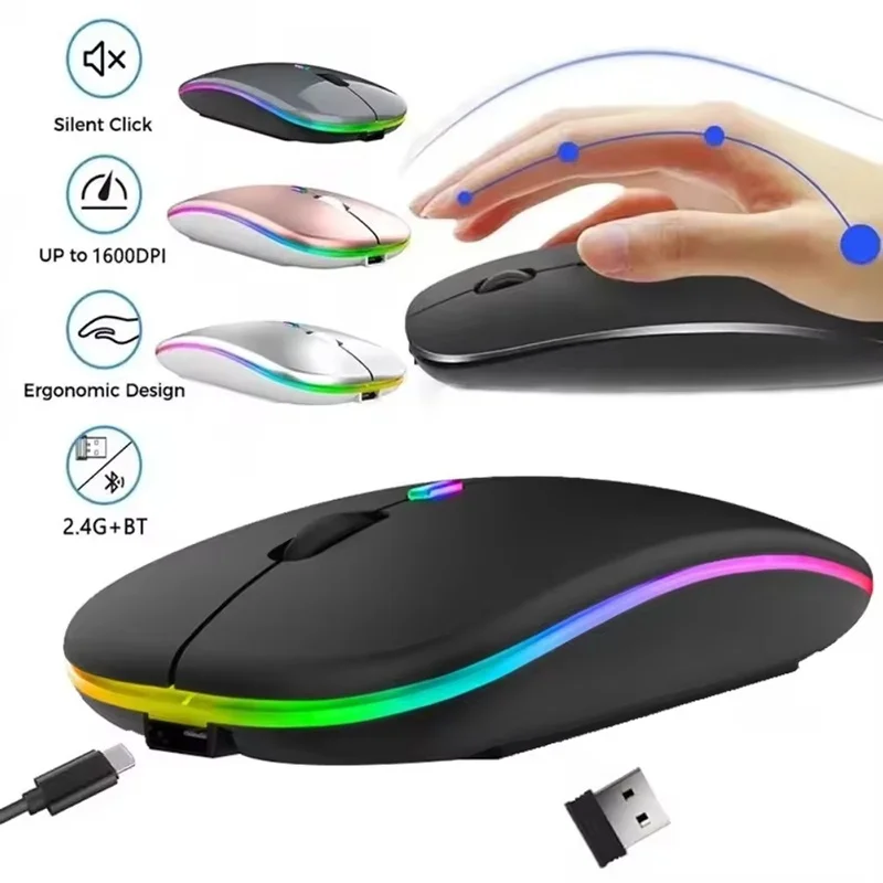 1600DPI Smooth Tracking Control Dual Mode Optical Computer Mouse For PC Computer Notebook Desktop Student Laptop Study Gear Tool