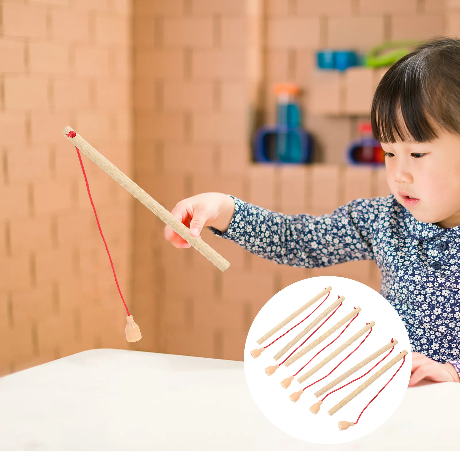 

Набор из 6 деревянных удочек для игры в ловлю рыбы с магнитами, развивающая игрушка для детского сада, креативные деревянные удочки для детей