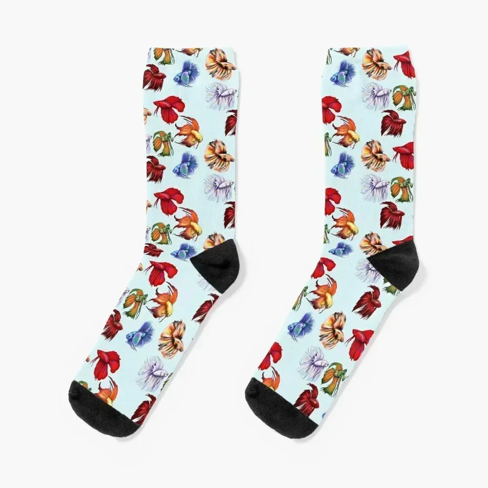 

Betta fish v2 Socks custom New year's christmas gifts floral Socks Women's Men's