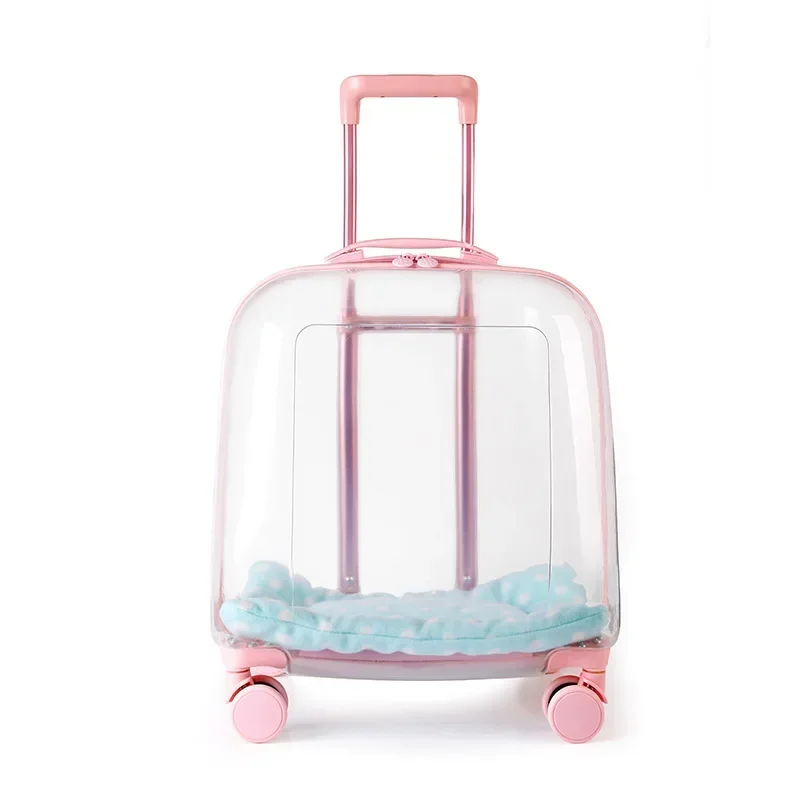 PC Material Cat Clear Space Capsule Dog Out Pet Trolley Case Portable Backpack Large Capacity Cat Pull Rod Small Animal Bag