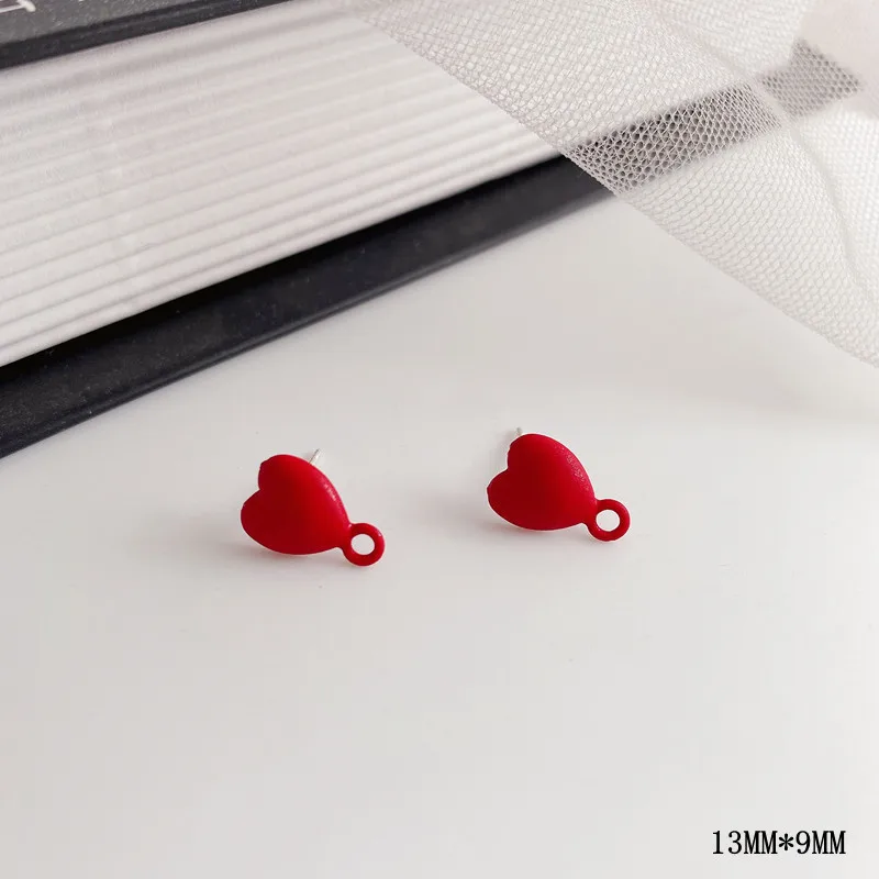 10pcs Christmas Love Heart Earrings Connectors Red Butterfly Round Earrings Base Stud Earring Settings for Diy Jewelry Making
