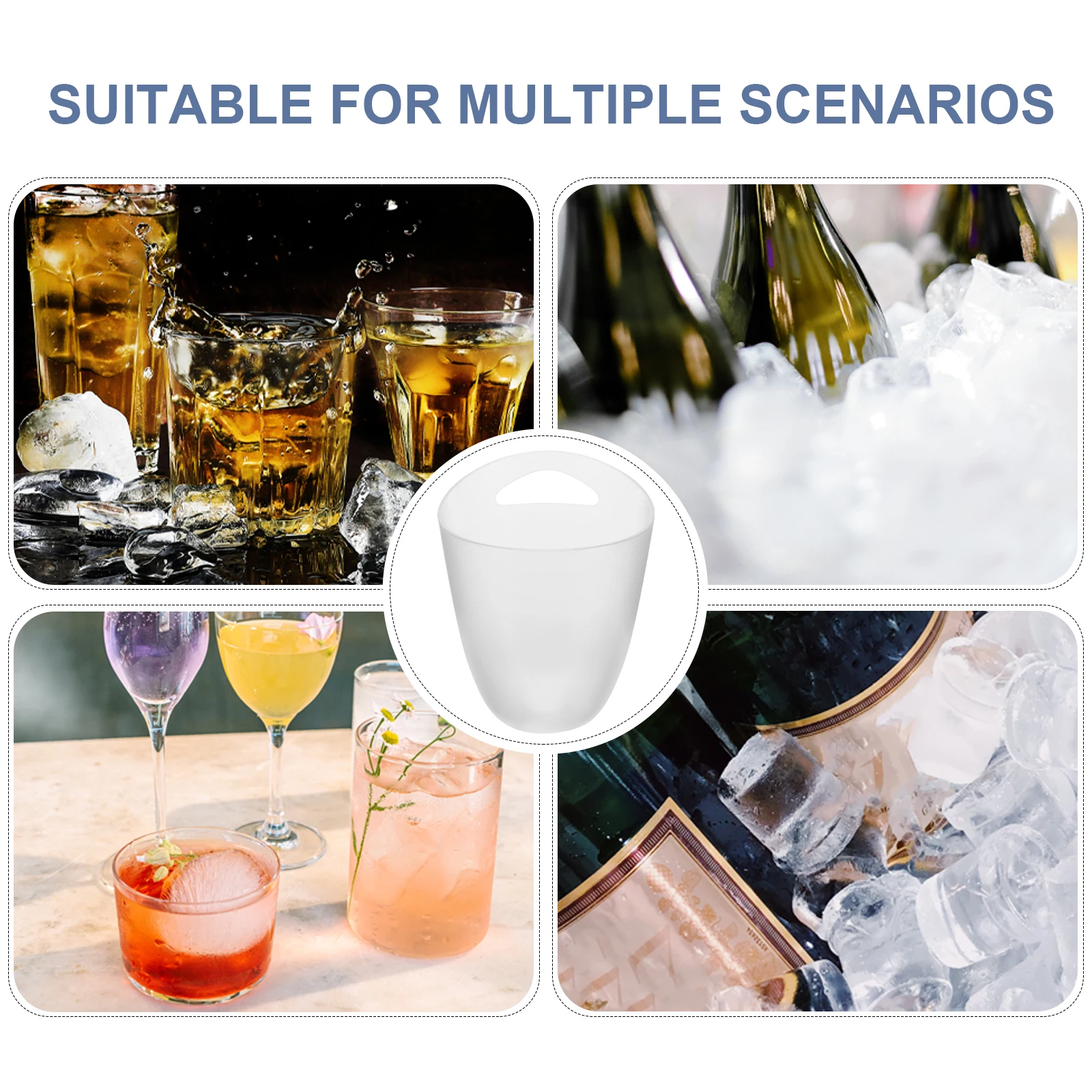 

Clear Portable Ice Container Large Plastic Bucket Handheld Wine Beverage Bucket for Party Drinks Bar Drink Holder for Party