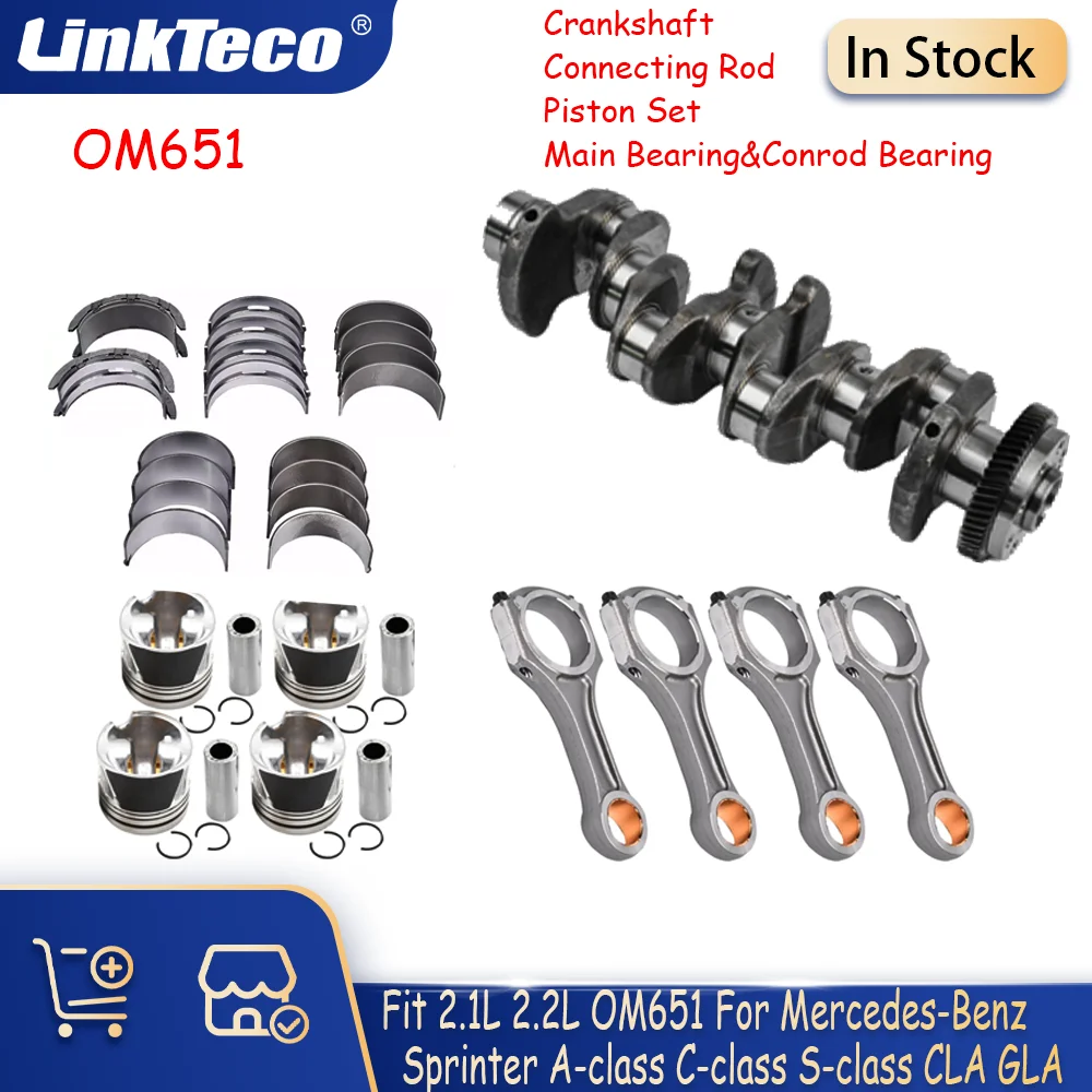 

Crankshaft Conecting Rod Piston Set Bearing Set Fit OM651 2.1 L Diesel For Mercedes-Benz Sprinter C-Class E-Class CLS GLK 2.1L