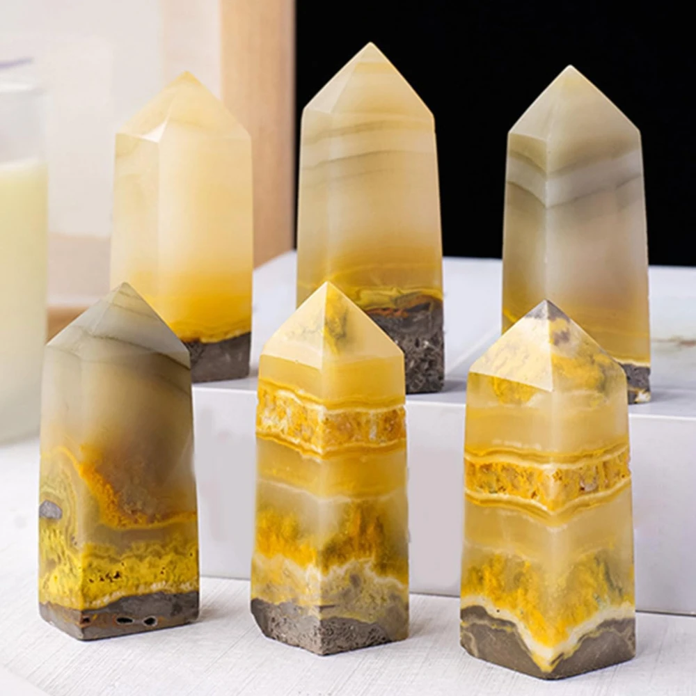 Natural BumbleBee Jasper Tower, Yellow Jasper Stone Obelisk Tower, Home Decor, Mineral Collection, Meditation Holiday Gift