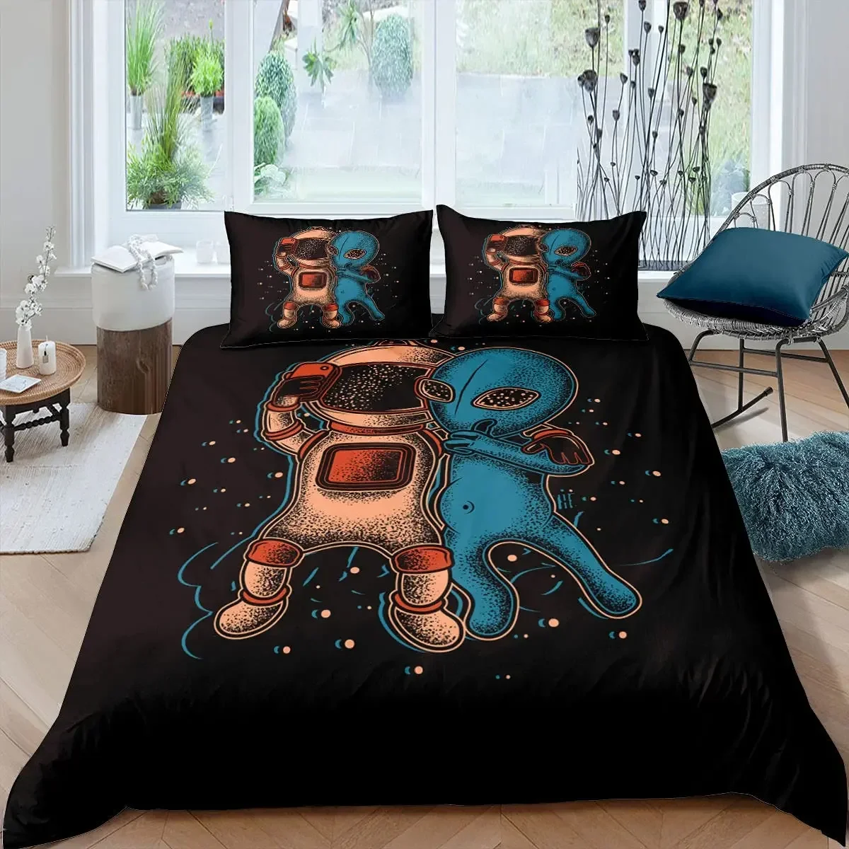 Space Astronaut dekbedovertrekset voor jongens meisjes kinderen Twin beddengoed set Galaxy Space themed slaapkamer decor polyester dekbedovertrek