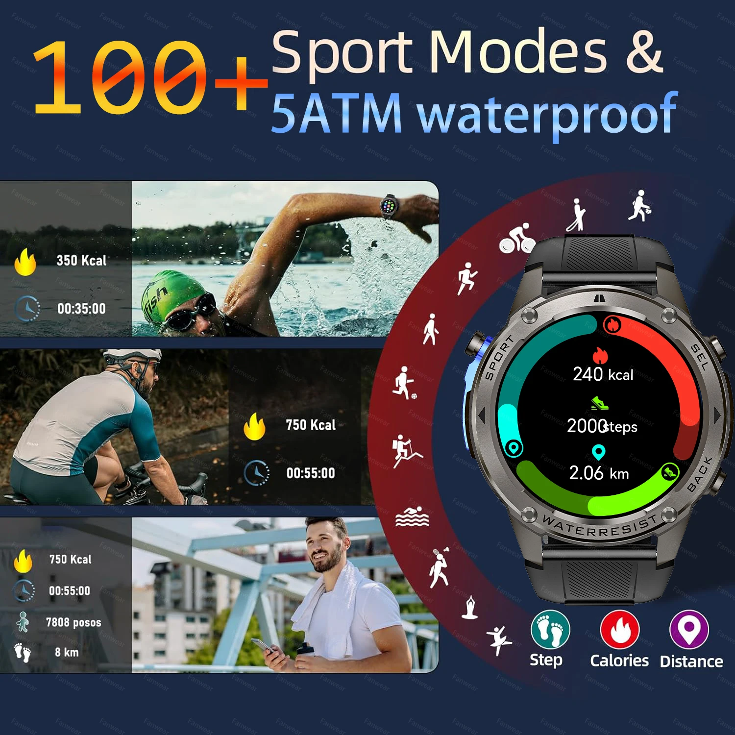 For Xiaomi Huawei Men GPS SmartWatch 2024 New Bluetooth Call 1.43inch AMOLED Compass 500mAh Battery 10ATM Waterproof Smart Watch