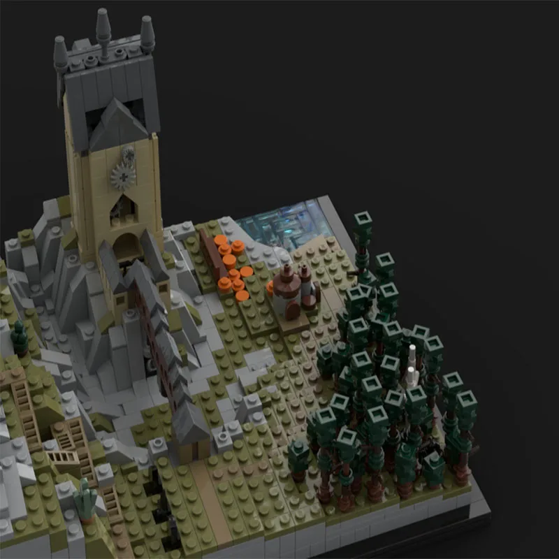 Spot MOC-161358 Tovenaar Kasteel en Grond Uitbreiding Compatibel Middeleeuws Kasteel Model Bouwstenen Assemblage Bouwstenen Speelgoed