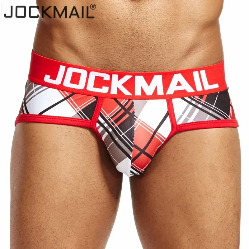 JOCKMAIL Brand Sexy Underwear Men Briefs Plaid Print Fast Drying Slip Hombre Panties Men Bikini Cueca Gay Underwear Penis Hot