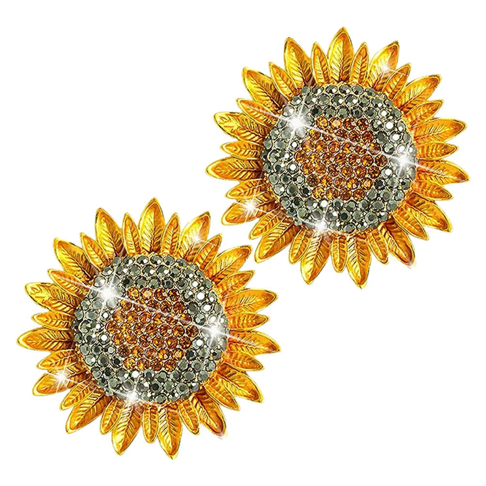 

2 Pcs Sun Flower Aromatherapy Clip Car Air Freshener Vent Clips Cute Dashboard Sunflower Outlet Rhinestones