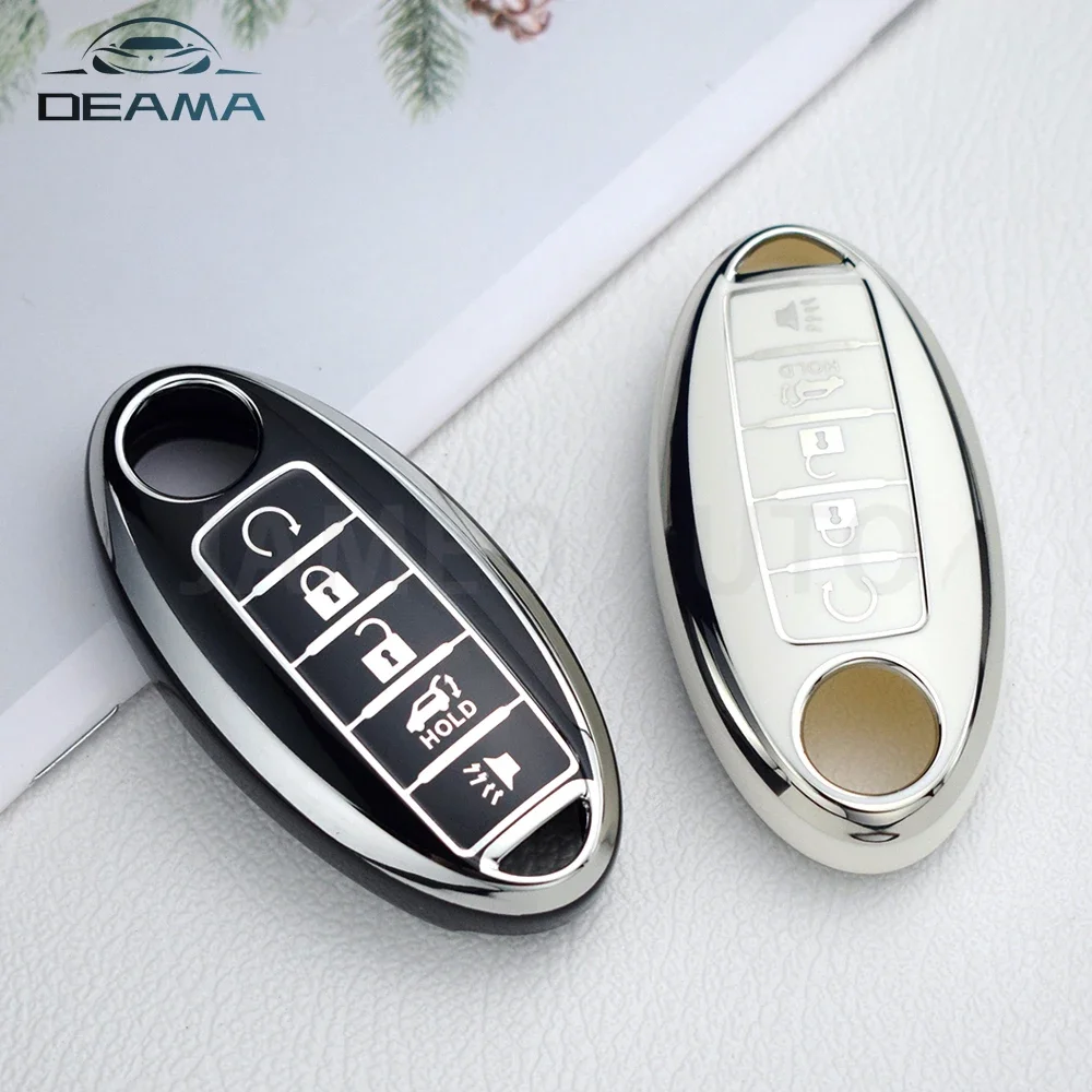 For Nissan Leaf Micra Qashqai J11 J10 X Trail T32 Versa Note Patrol Key Fob Cover 5 Buttons TPU Car Key Case Cover Accessories