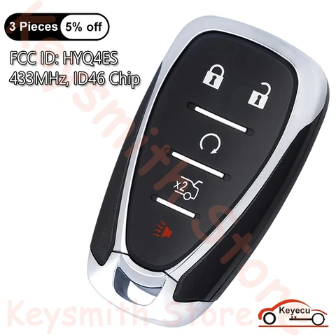 KEYECU 5 кнопок 433 МГц ID46 чип для Chevrolet Camaro 2021 2022 2023 автоматический умный пульт дистанционного управления FCC ID: HYQ4ES 13522891